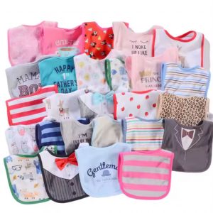 Bavoir Bébé 100 % Coton – Motifs Dessin Animé (0 à 2 ans)