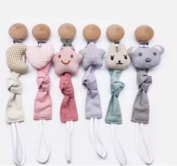Clip de sucette en bois doux et mignon
